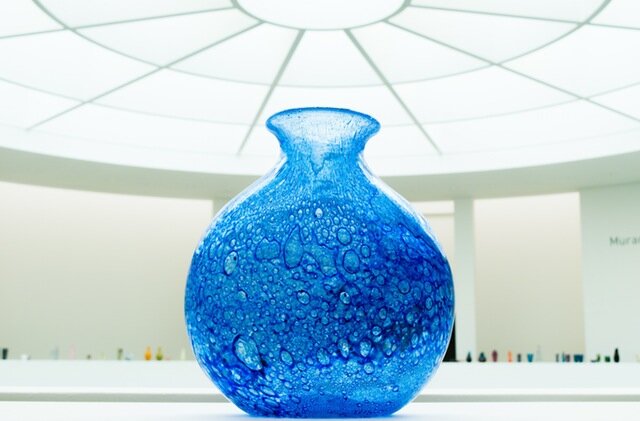 Blue glass vase